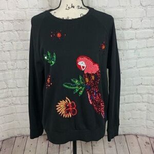 Zara parrot sequined embellished top
